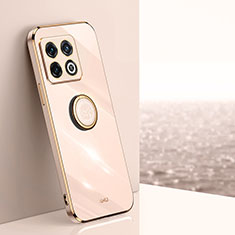 Funda Silicona Carcasa Ultrafina Goma con Magnetico Anillo de dedo Soporte XL1 para OnePlus 10 Pro 5G Oro Rosa