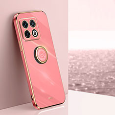 Funda Silicona Carcasa Ultrafina Goma con Magnetico Anillo de dedo Soporte XL1 para OnePlus 10 Pro 5G Rosa Roja