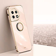 Funda Silicona Carcasa Ultrafina Goma con Magnetico Anillo de dedo Soporte XL1 para OnePlus 11R 5G Oro Rosa