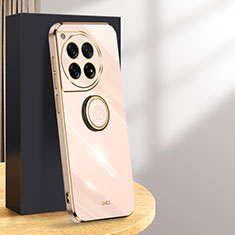 Funda Silicona Carcasa Ultrafina Goma con Magnetico Anillo de dedo Soporte XL1 para OnePlus 12 5G Oro Rosa