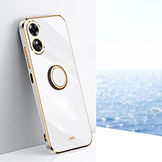 Funda Silicona Carcasa Ultrafina Goma con Magnetico Anillo de dedo Soporte XL1 para Oppo A17 Blanco