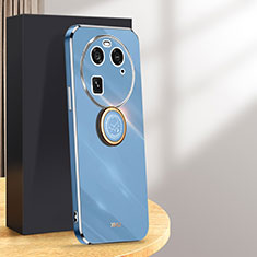 Funda Silicona Carcasa Ultrafina Goma con Magnetico Anillo de dedo Soporte XL1 para Oppo Find X6 5G Azul