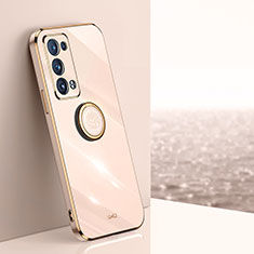 Funda Silicona Carcasa Ultrafina Goma con Magnetico Anillo de dedo Soporte XL1 para Oppo Reno6 Pro+ Plus 5G Oro