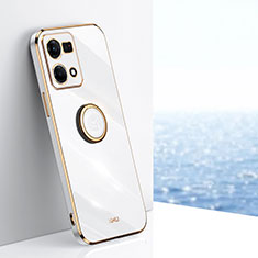 Funda Silicona Carcasa Ultrafina Goma con Magnetico Anillo de dedo Soporte XL1 para Oppo Reno8 4G Blanco