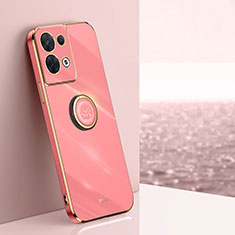 Funda Silicona Carcasa Ultrafina Goma con Magnetico Anillo de dedo Soporte XL1 para Oppo Reno8 Pro 5G Rosa Roja