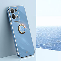 Funda Silicona Carcasa Ultrafina Goma con Magnetico Anillo de dedo Soporte XL1 para Oppo Reno8 Pro+ Plus 5G Azul