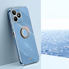Funda Silicona Carcasa Ultrafina Goma con Magnetico Anillo de dedo Soporte XL1 para Realme C51 Azul