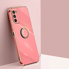 Funda Silicona Carcasa Ultrafina Goma con Magnetico Anillo de dedo Soporte XL1 para Samsung Galaxy A02s Rosa Roja