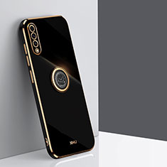 Funda Silicona Carcasa Ultrafina Goma con Magnetico Anillo de dedo Soporte XL1 para Samsung Galaxy A30S Negro