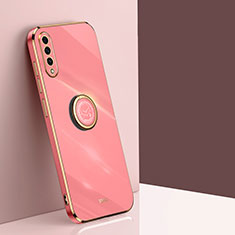 Funda Silicona Carcasa Ultrafina Goma con Magnetico Anillo de dedo Soporte XL1 para Samsung Galaxy A30S Rosa Roja