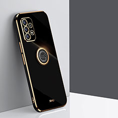 Funda Silicona Carcasa Ultrafina Goma con Magnetico Anillo de dedo Soporte XL1 para Samsung Galaxy A52 4G Negro