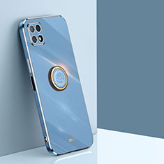 Funda Silicona Carcasa Ultrafina Goma con Magnetico Anillo de dedo Soporte XL1 para Samsung Galaxy F42 5G Azul