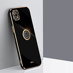 Funda Silicona Carcasa Ultrafina Goma con Magnetico Anillo de dedo Soporte XL1 para Samsung Galaxy F42 5G Negro