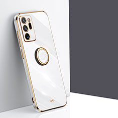 Funda Silicona Carcasa Ultrafina Goma con Magnetico Anillo de dedo Soporte XL1 para Samsung Galaxy Note 20 Ultra 5G Blanco