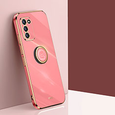 Funda Silicona Carcasa Ultrafina Goma con Magnetico Anillo de dedo Soporte XL1 para Samsung Galaxy S20 5G Rosa Roja