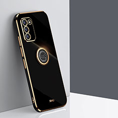 Funda Silicona Carcasa Ultrafina Goma con Magnetico Anillo de dedo Soporte XL1 para Samsung Galaxy S20 Lite 5G Negro