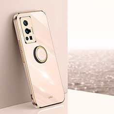 Funda Silicona Carcasa Ultrafina Goma con Magnetico Anillo de dedo Soporte XL1 para Vivo X70 Pro 5G Oro