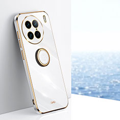 Funda Silicona Carcasa Ultrafina Goma con Magnetico Anillo de dedo Soporte XL1 para Vivo X90 Pro 5G Blanco