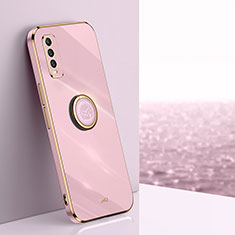 Funda Silicona Carcasa Ultrafina Goma con Magnetico Anillo de dedo Soporte XL1 para Vivo Y12s Rosa