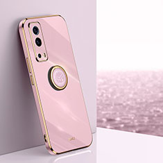 Funda Silicona Carcasa Ultrafina Goma con Magnetico Anillo de dedo Soporte XL1 para Vivo Y75s 5G Rosa