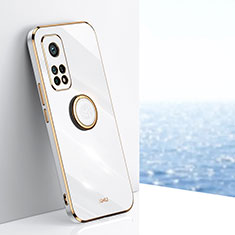 Funda Silicona Carcasa Ultrafina Goma con Magnetico Anillo de dedo Soporte XL1 para Xiaomi Mi 10T Pro 5G Blanco