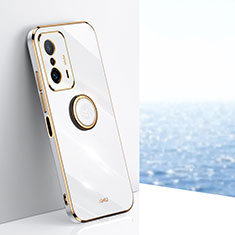 Funda Silicona Carcasa Ultrafina Goma con Magnetico Anillo de dedo Soporte XL1 para Xiaomi Mi 11T Pro 5G Blanco