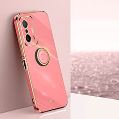 Funda Silicona Carcasa Ultrafina Goma con Magnetico Anillo de dedo Soporte XL1 para Xiaomi Mi 11T Pro 5G Rosa Roja