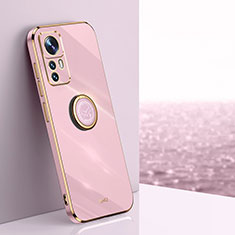 Funda Silicona Carcasa Ultrafina Goma con Magnetico Anillo de dedo Soporte XL1 para Xiaomi Mi 12T 5G Rosa