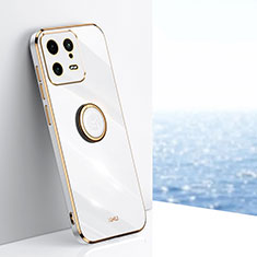 Funda Silicona Carcasa Ultrafina Goma con Magnetico Anillo de dedo Soporte XL1 para Xiaomi Mi 13 5G Blanco