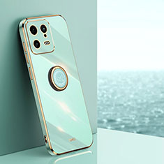 Funda Silicona Carcasa Ultrafina Goma con Magnetico Anillo de dedo Soporte XL1 para Xiaomi Mi 13 5G Verde