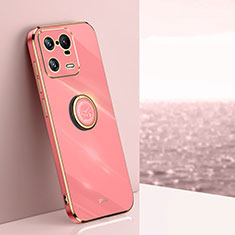 Funda Silicona Carcasa Ultrafina Goma con Magnetico Anillo de dedo Soporte XL1 para Xiaomi Mi 13 Pro 5G Rosa Roja