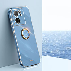 Funda Silicona Carcasa Ultrafina Goma con Magnetico Anillo de dedo Soporte XL1 para Xiaomi Mi 13T 5G Azul