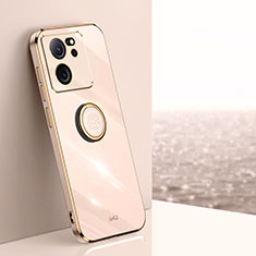 Funda Silicona Carcasa Ultrafina Goma con Magnetico Anillo de dedo Soporte XL1 para Xiaomi Mi 13T 5G Oro Rosa