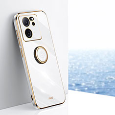 Funda Silicona Carcasa Ultrafina Goma con Magnetico Anillo de dedo Soporte XL1 para Xiaomi Mi 13T Pro 5G Blanco
