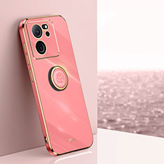 Funda Silicona Carcasa Ultrafina Goma con Magnetico Anillo de dedo Soporte XL1 para Xiaomi Mi 13T Pro 5G Rosa Roja