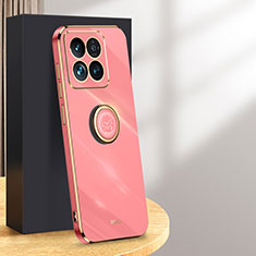 Funda Silicona Carcasa Ultrafina Goma con Magnetico Anillo de dedo Soporte XL1 para Xiaomi Mi 14 5G Rosa Roja