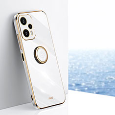 Funda Silicona Carcasa Ultrafina Goma con Magnetico Anillo de dedo Soporte XL1 para Xiaomi Poco F5 5G Blanco