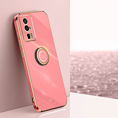 Funda Silicona Carcasa Ultrafina Goma con Magnetico Anillo de dedo Soporte XL1 para Xiaomi Poco F5 Pro 5G Rosa Roja
