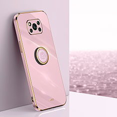 Funda Silicona Carcasa Ultrafina Goma con Magnetico Anillo de dedo Soporte XL1 para Xiaomi Poco X3 NFC Rosa