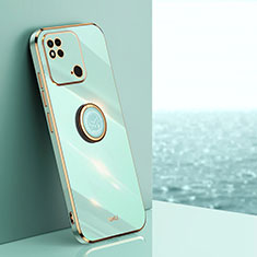 Funda Silicona Carcasa Ultrafina Goma con Magnetico Anillo de dedo Soporte XL1 para Xiaomi Redmi 10 India Verde