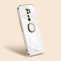Funda Silicona Carcasa Ultrafina Goma con Magnetico Anillo de dedo Soporte XL1 para Xiaomi Redmi 9 Prime India Blanco