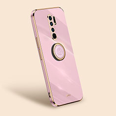 Funda Silicona Carcasa Ultrafina Goma con Magnetico Anillo de dedo Soporte XL1 para Xiaomi Redmi 9 Rosa