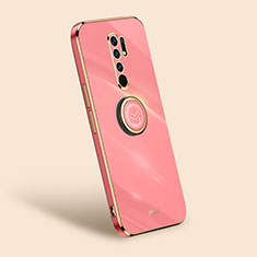 Funda Silicona Carcasa Ultrafina Goma con Magnetico Anillo de dedo Soporte XL1 para Xiaomi Redmi 9 Rosa Roja