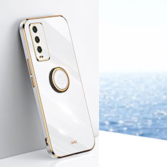 Funda Silicona Carcasa Ultrafina Goma con Magnetico Anillo de dedo Soporte XL1 para Xiaomi Redmi 9T 4G Blanco