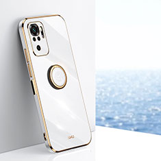 Funda Silicona Carcasa Ultrafina Goma con Magnetico Anillo de dedo Soporte XL1 para Xiaomi Redmi Note 10 4G Blanco