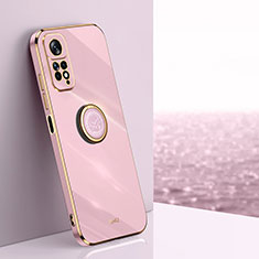 Funda Silicona Carcasa Ultrafina Goma con Magnetico Anillo de dedo Soporte XL1 para Xiaomi Redmi Note 11 4G (2022) Rosa