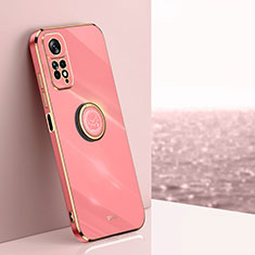 Funda Silicona Carcasa Ultrafina Goma con Magnetico Anillo de dedo Soporte XL1 para Xiaomi Redmi Note 11 4G (2022) Rosa Roja