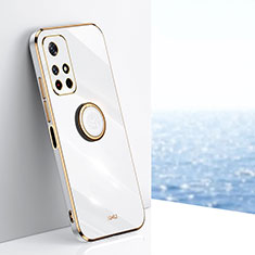 Funda Silicona Carcasa Ultrafina Goma con Magnetico Anillo de dedo Soporte XL1 para Xiaomi Redmi Note 11 5G Blanco