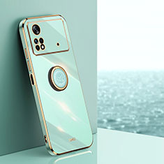 Funda Silicona Carcasa Ultrafina Goma con Magnetico Anillo de dedo Soporte XL1 para Xiaomi Redmi Note 11E Pro 5G Verde