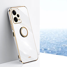 Funda Silicona Carcasa Ultrafina Goma con Magnetico Anillo de dedo Soporte XL1 para Xiaomi Redmi Note 12 Pro+ Plus 5G Blanco